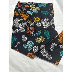LuLaRoe Tall & Curvy Leggings Black Floral Print Women's Comfort Casual